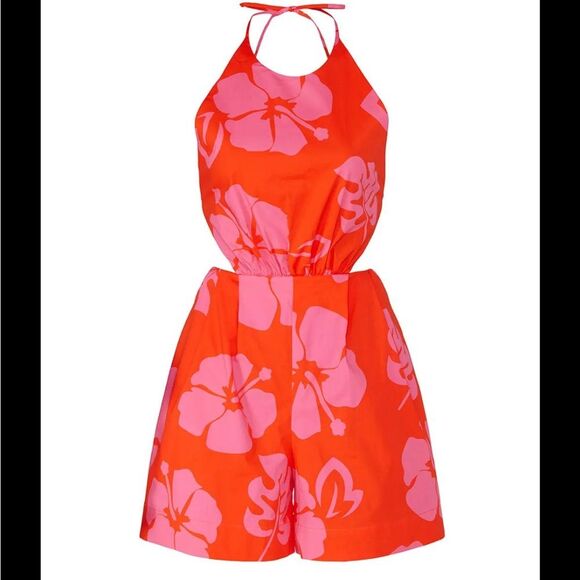 Staud Georgia tropical Floral Halter Romper Size 2 - Picture 1 of 6